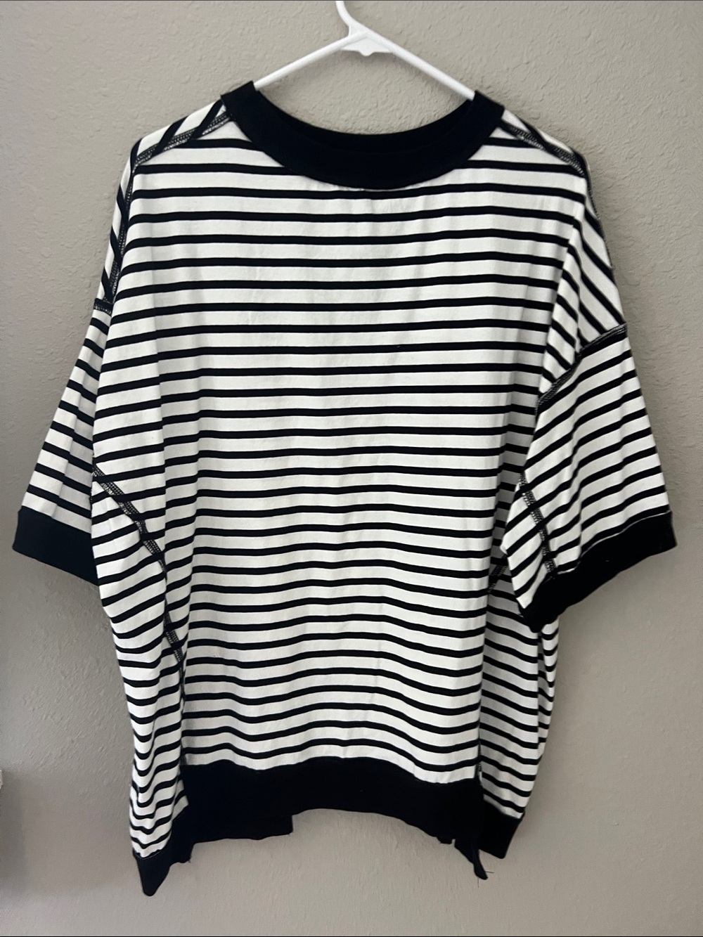 Black and White Striped women’s Short-Sleeve top